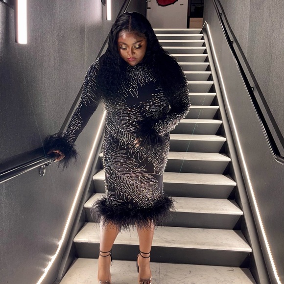 Fashion Nova Dresses & Skirts - Black Beaded Long sleeve Dress from Fashion Nova 3x Plus size